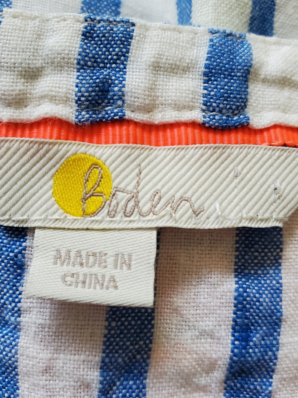Boden Blue & White Striped Resortwear Tunic with Coral Trim - Picture 6 of 7